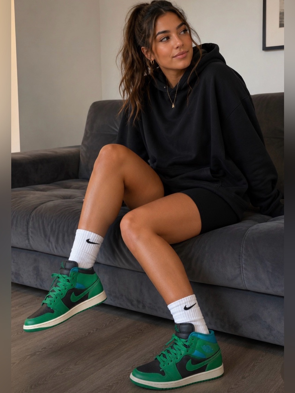 🦋Jordan 1 Mid Lucky Green Aquatone Size 6 With Box